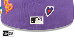 Diamondbacks CHAIN STITCH HEARTS Purple Fitted Hat by New Era - 4th View