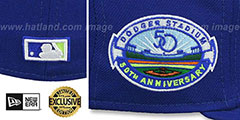 Dodgers 50TH ANNIVERSARY YELLOW-BOTTOM Royal Fitted Hat by New Era - 4th View