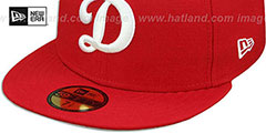 Dodgers D TEAM-BASIC Red-White Fitted Hat by New Era - 4th View