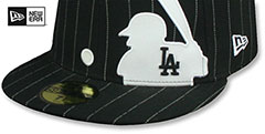 Dodgers MLB SILHOUETTE PINSTRIPE Black-White Fitted Hat by New Era - 4th View