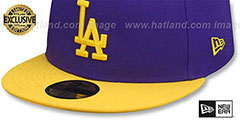 Dodgers OPPOSITE-TEAM Purple-Gold Fitted Hat by New Era - 4th View