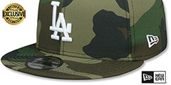 Dodgers TEAM-BASIC SNAPBACK Army Camo-White Hat by New Era - 4th View