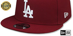 Dodgers TEAM-BASIC SNAPBACK Burgundy-White Hat by New Era - 4th View