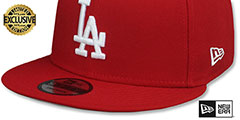 Dodgers TEAM-BASIC SNAPBACK Red-White Hat by New Era - 4th View