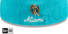 Dolphins LETTERMAN PIN CORDUROY Aqua Fitted Hat by New Era - 4th View