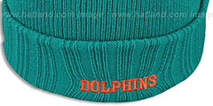 Dolphins SUPER BOWL PATCHES Aqua Knit Beanie Hat by New Era - 4th View