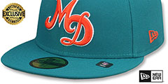 Dolphins THROWBACK NFL LIGATURE Aqua Fitted Hat by New Era - 4th View