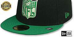 Eagles THROWBACK NFL SHIELD-BASIC Black-Green Fitted Hat by New Era - 4th View