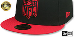 Falcons THROWBACK NFL SHIELD-BASIC Black-Red Fitted Hat by New Era - 4th View