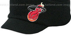 Heat CUFFED-VISOR KNIT BEANIE Black Hat by Mitchell and Ness - 4th View