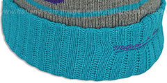 Hornets HIGH-5 CIRCLE BEANIE Grey-Teal by Mitchell and Ness - 4th View