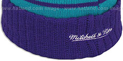 Hornets HIGH-5 CIRCLE BEANIE Teal-Purple by Mitchell and Ness - 4th View