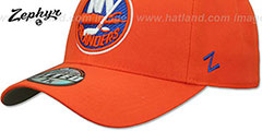 Islanders SHOOTOUT Orange Fitted Hat by Zephyr - 4th View