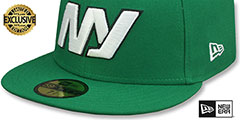 Jets THROWBACK NFL LIGATURE Green Fitted Hat by New Era - 4th View