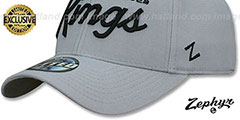 Kings VINTAGE SCRIPT SHOOTOUT Grey Fitted Hat by Zephyr - 4th View