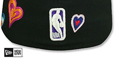 Lakers CHAIN STITCH HEARTS Black Fitted Hat by New Era - 4th View