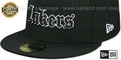 Lakers GOTHIC TEAM-BASIC Black Fitted Hat by New Era - 4th View