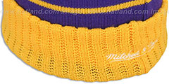 Lakers HIGH-5 CIRCLE BEANIE Purple-Gold by Mitchell and Ness - 4th View