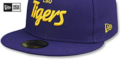 LSU NCAA TEAM-SCRIPT Purple Fitted Hat by New Era - 4th View