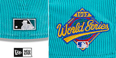 Marlins OLD SCHOOL CORDUROY SIDE-PATCH Teal Fitted Hat by New Era - 4th View