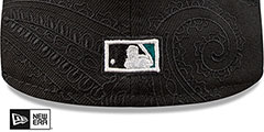 Marlins SWIRL Black Fitted Hat by New Era - 4th View