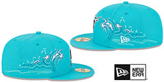 Marlins TONAL WAVE Teal Fitted Hat by New Era - 4th View