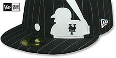 Mets MLB SILHOUETTE PINSTRIPE Black-White Fitted Hat by New Era - 4th View