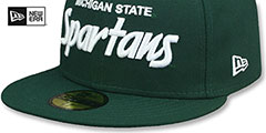 Michigan State NCAA TEAM-SCRIPT Green Fitted Hat by New Era - 4th View