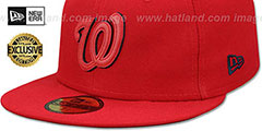 Nationals LEATHER POP Red Fitted Hat by New Era - 4th View