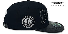 Nets DROP SHADOW SCRIPT STRAPBACK Black Hat by Pro Standard - 4th View