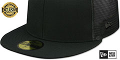 New Era MESH-BACK 59FIFTY-BLANK Black-Black Fitted Hat - 4th View