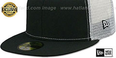 New Era MESH-BACK 59FIFTY-BLANK Black-White Fitted Hat - 4th View