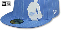 Nuggets NBA SILHOUETTE PINSTRIPE Sky-White Fitted Hat by New Era - 4th View