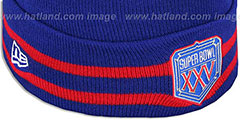 NY Giants SUPER BOWL XXV Royal Knit Beanie Hat by New Era - 4th View