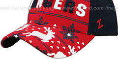 NY Rangers UGLY SWEATER FLEX Navy-Red Hat by Zephyr - 4th View