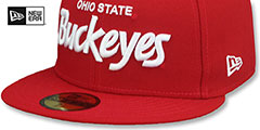 Ohio State NCAA TEAM-SCRIPT Red Fitted Hat by New Era - 4th View