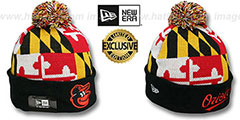 Orioles MARYLAND-FLAG POM-POM Knit Beanie Hat by New Era - 4th View