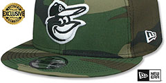 Orioles TEAM-BASIC SNAPBACK Army Camo-White Hat by New Era - 4th View