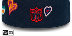 Patriots CHAIN STITCH HEARTS Navy Fitted Hat by New Era - 4th View