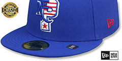 Patriots THROWBACK NFL LIGATURE Royal Fitted Hat by New Era - 4th View