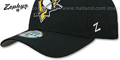 Penguins SHOOTOUT Black Fitted Hat by Zephyr - 4th View