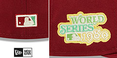 Phillies 1980 WS CITRUS POP Burgundy-Green Fitted Hat by New Era - 4th View