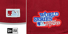 Phillies 1980 WS CLOUD-UNDER Burgundy Fitted Hat by New Era - 4th View