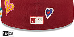 Phillies CHAIN STITCH HEARTS Burgundy Fitted Hat by New Era - 4th View