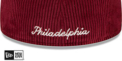 Phillies LETTERMAN PIN CORDUROY Burgundy Fitted Hat by New Era - 4th View