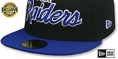 Raiders NFL TEAM-SCRIPT Black-Royal Fitted Hat by New Era - 4th View