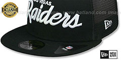 Raiders NFL TEAM-SCRIPT TRUCKER Black-Black Fitted Hat by New Era - 4th View