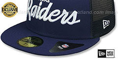 Raiders NFL TEAM-SCRIPT TRUCKER Navy-Navy Fitted Hat by New Era - 4th View