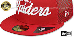 Raiders NFL TEAM-SCRIPT TRUCKER Red-Red Fitted Hat by New Era - 4th View