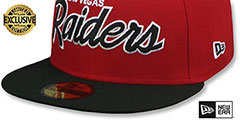 Raiders NFL TEAM-SCRIPT Red-Black Fitted Hat by New Era - 4th View